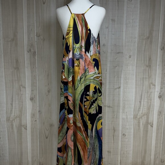 Nicole Miller Abstract Watercolor Maxi Dress 10 Vibrant Resortwear Colorful - Picture 2 of 9